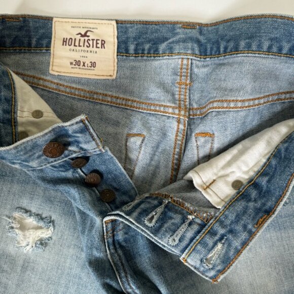 Hollister Jean Cut Off Shorts High Waist Button Fly Raw Hem Distress Stretch 30 - Picture 7 of 16